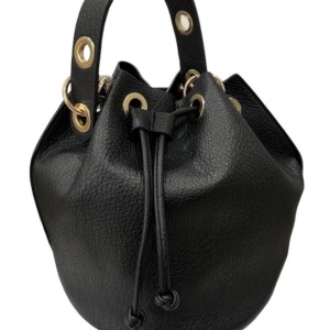 Borsa con tracolla a secchiello in ecopelle Nero