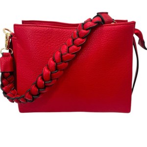 Borsa con tracolla regolabile in ecopelle Rosso